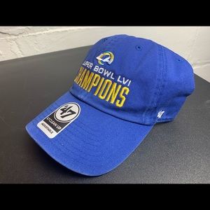 47 Brand Clean Up LA Rams Strapback Hat Blue Super Bowl LVI Champions NFL NEW